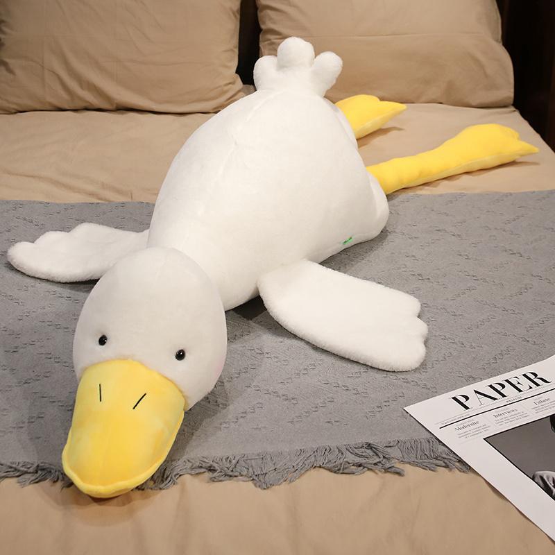 155cm Giant Stuffed Animals White Goose Plush Throw Pillows Yellow Duck Plushies Kids Toys Soft Sleeping Cushion Decor Gifts