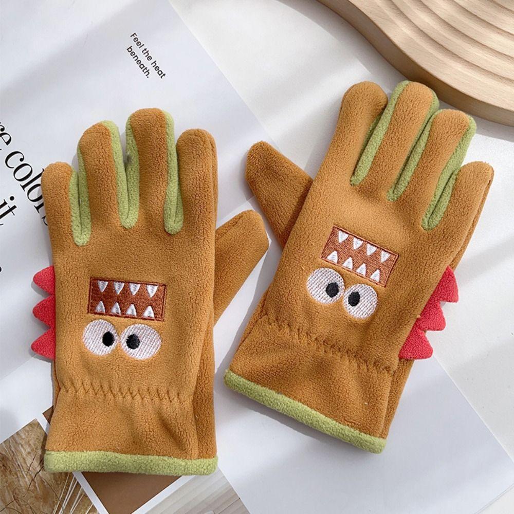Windproof Student Wrist Gloves Cartoon Children Cycling Gloves Full Fingers Gloves  Autumn Winter