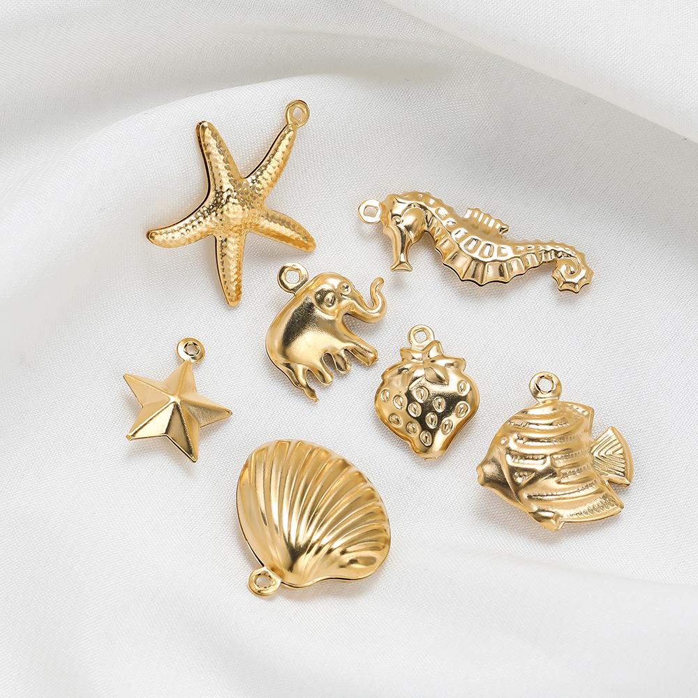 10pcs/lot Various Stainless Steel Shell Starfish Ocean Pendants For Handmade DIY Bracelet Bangle Pendant Jewelry Accessories