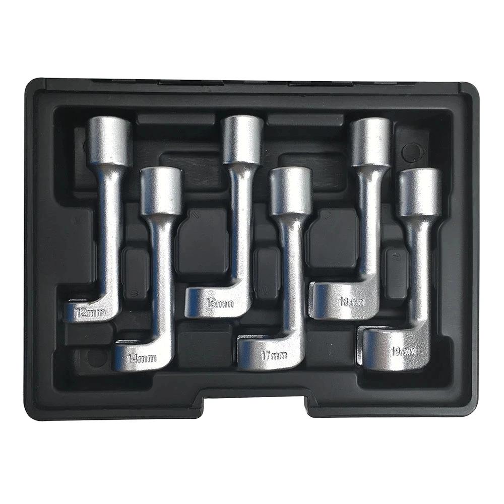 6 Pcs Kraftstoff Injektor Injektion Steckdosen L-Typ Schlüssel Öffnen Ended Ring Schlüssel 1/2 "Dr. 12,14,16,17,18,19mm Größen Werkzeuge
