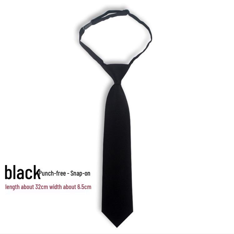 Korean Style No-Tie Lazy Insert Buckle Short Solid Color Tie for Girls - Black, Wine Red, Dark Green