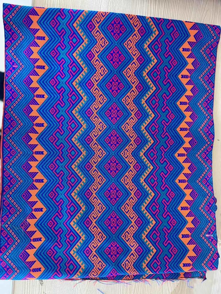 40cm Embroidered Yao Ethnic Brocade Ribbon for DIY Clothing, Wall Hanging, and Homestay Decoration.