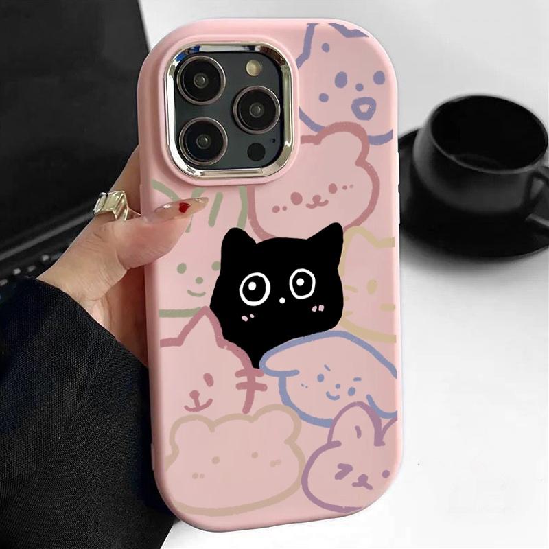 Schattige Zwarte Kat Zachte Case Voor Samsung S25 S24 S23 S22 Plus Ultra S23 S24 S20 S21FE A16 A53 A32 A51 A71 A31 A24 Note 20Ultra Cover