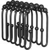 AmazerBath Shower Curtain Hooks, Black Rust Proof Non-Slip Double Hooks for Shower Curtain, Sturdy Metal Rings Bathroom 12Pcs