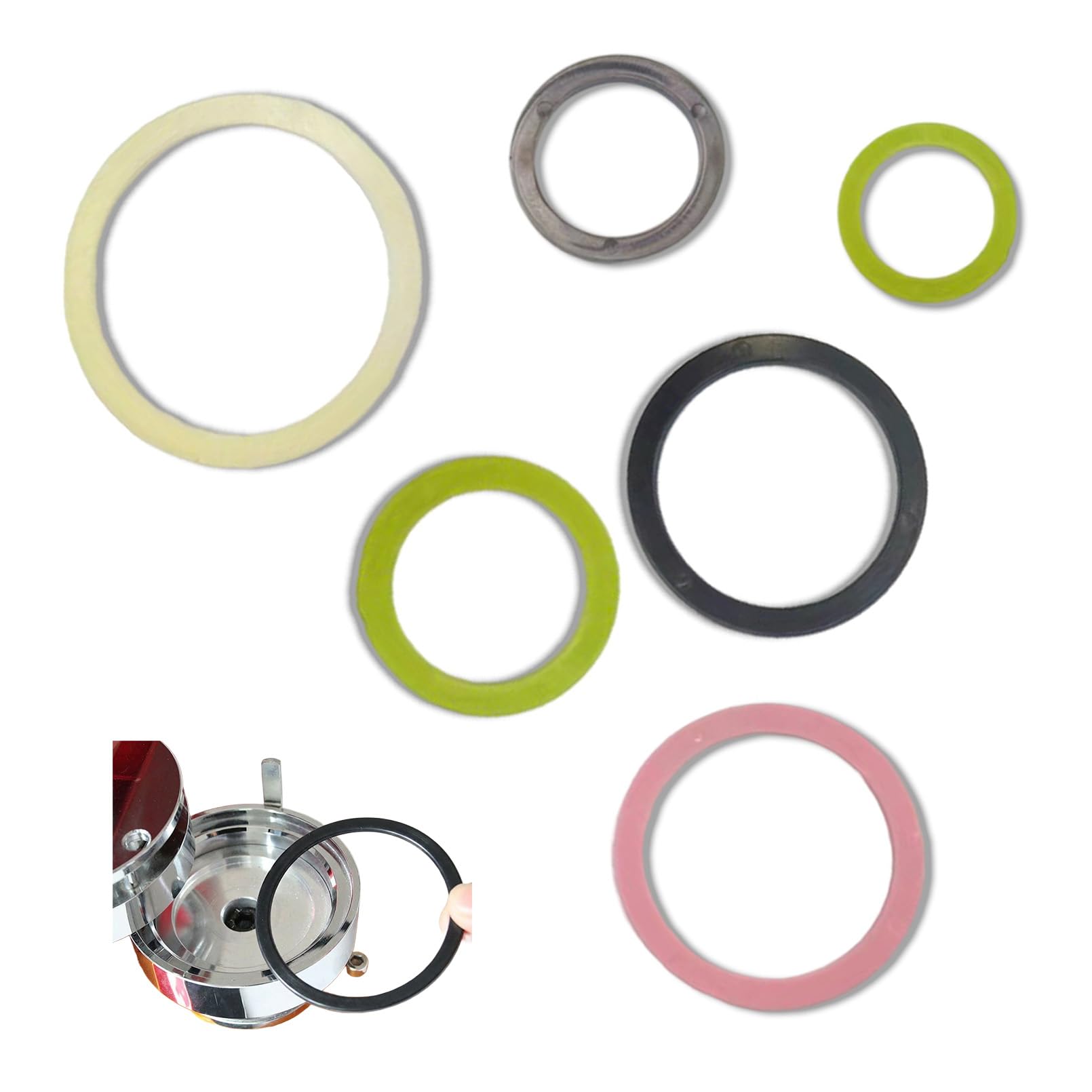 

Chandini Badge Machine Gaskets, Washers for Badge Making, Metal Parts, Auxiliary Supplies, 32mm, 37mm, 44mm, 50mm, 58mm, 75mm, Set of 6