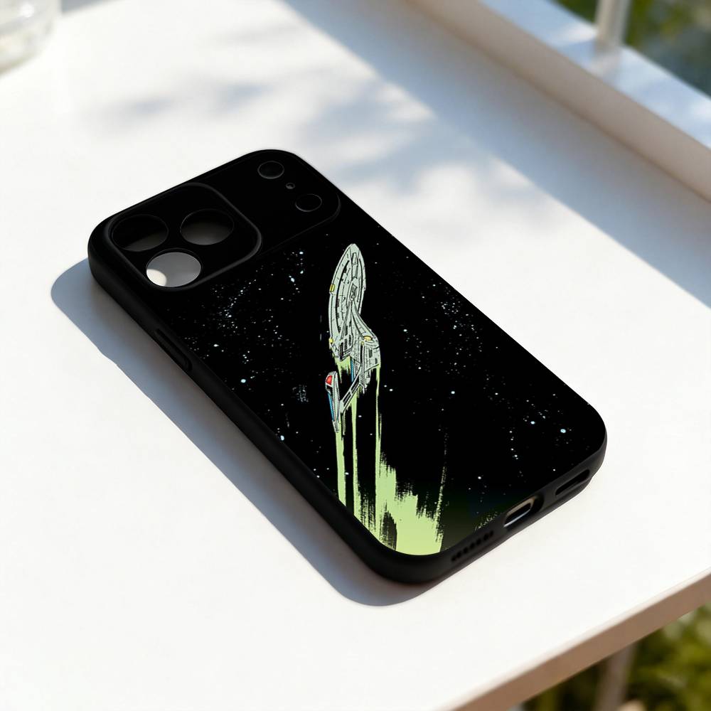 S-Star-Trek S-Navi Custodia Cool per Telefono per iPhone 17,16,15,14,13,12,11,Pro,Max,Plus,E,SE4,Air,Mini Nero Abbinamento Preciso dei Fori