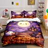 Kawaii Halloween Cat & Pumpkins Bedding Duvet Cover Set Duvet Cover Pillowcases  (1*Duvet Cover 2*Pillowcases, Without Duvet Insert)