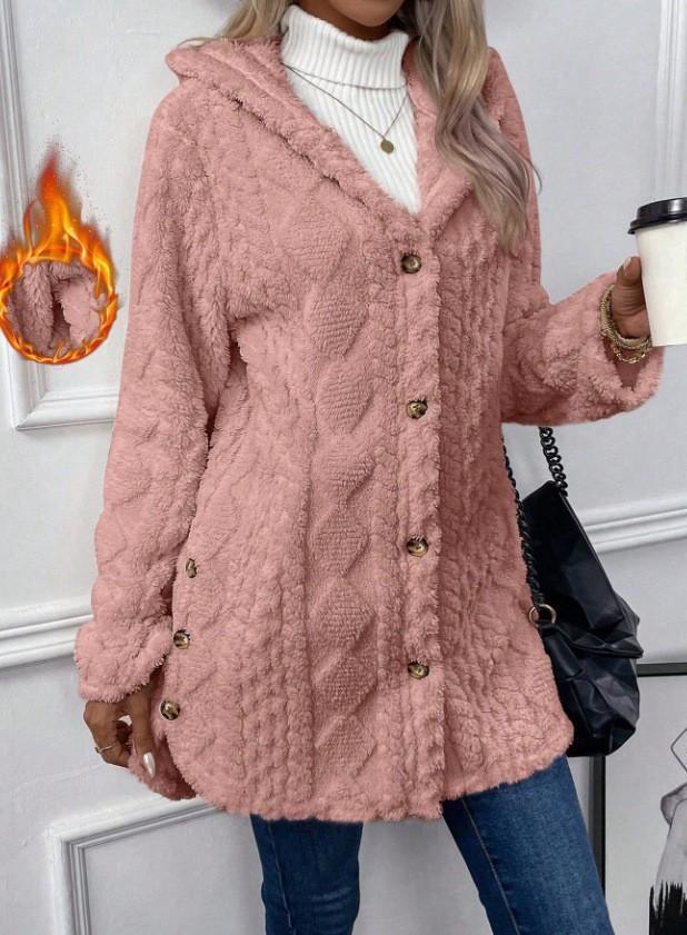 Women S Hooded Fleece Cardigan Long Sleeve Casual Warm Coat