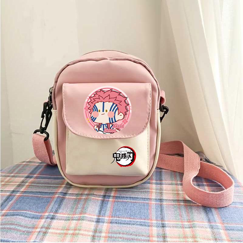 Giappone cartoni animati fumetti Demon Slayer borsa a tracolla casual portamonete color-block custodia per telefono 7566