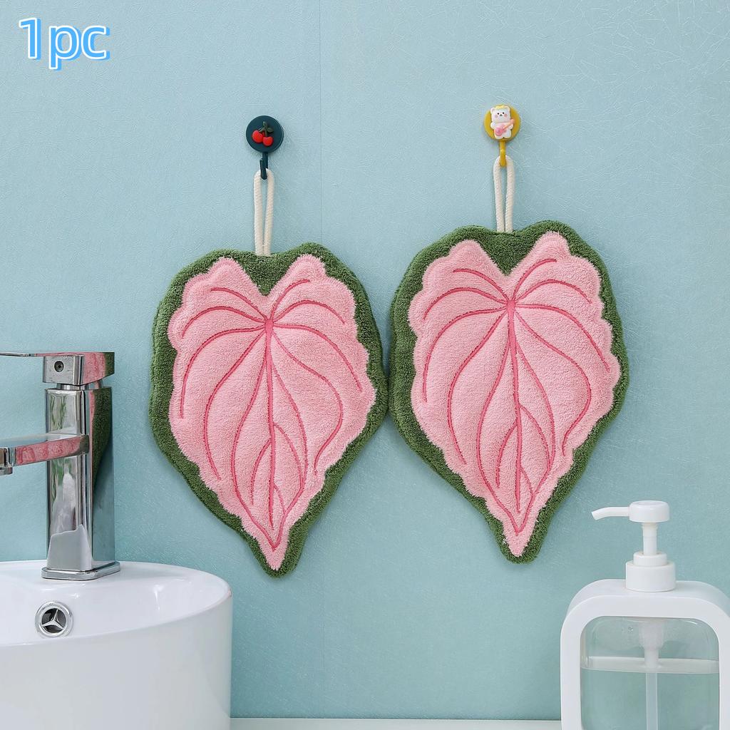 Leaf Wipe Hand Towel Coral Fluff Towel Kitchen Cleaning Household Soft Absorbent Creative Hanging Bathroom Hand Towel