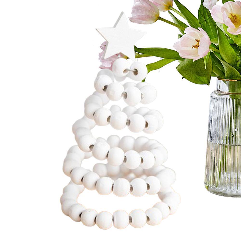 Christmas Tree Figurine Tabletop Wooden Bead Christmas Tree Holiday Figurine Creative Christmas Tree Holiday Figurine Christmas