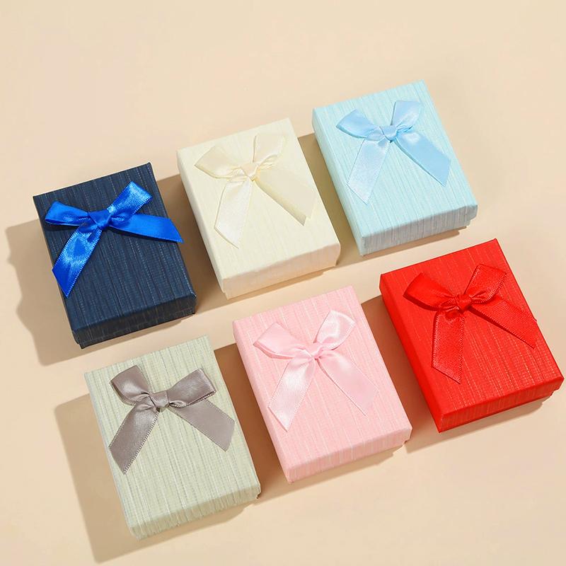 1Pc Cardboard Earring With Sponge Inside Ring Bow Bracelets Gift Box Rectangle Jewelry Set Necklace Packaging Boxes