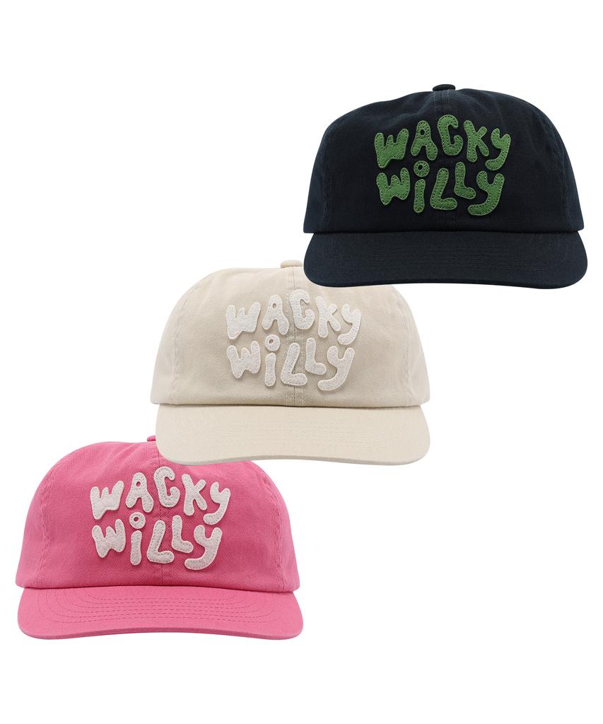 WACKY WILLY Applique Logo Half-Curve Cap (3 Colors)
