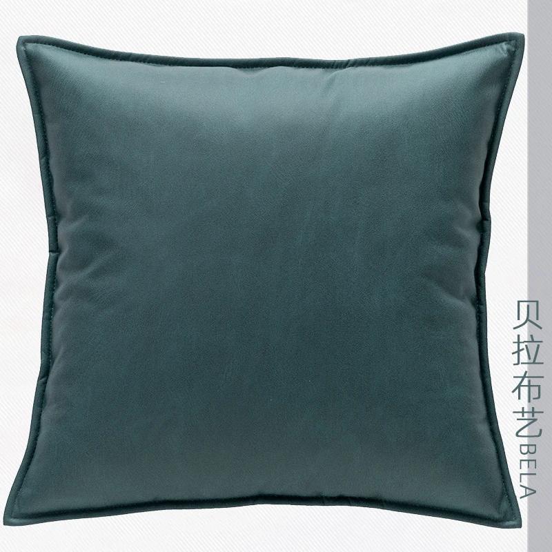 Solid Color Technology Cloth Pillowcase Modern Imitation Leather Waterproof Cushion Cover Nordic Sofa Living Room Decor