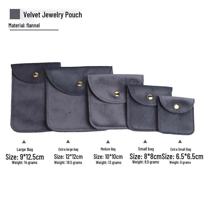 Velvet Jewelry Storage Bag with Snap Button - Necklace & Ring Organizer
