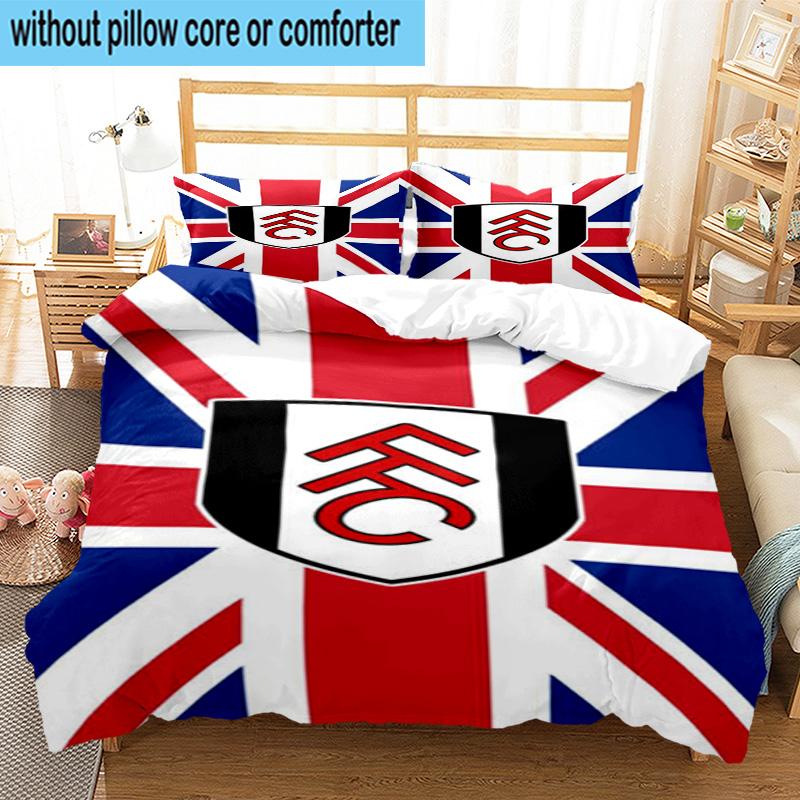 3pcs Fulham F.C Printed Bedding Set Duvet Cover Closure Includes 1 Duvet Cover & 2 Pillowcases Bedding Sets Home Decor Gifts
