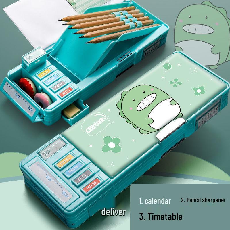 Cute Pencil Case for Girls, Kindergarten & Elementary Students: Multifunctional Stationery Box with Sharpener, Ruler & Scissors.