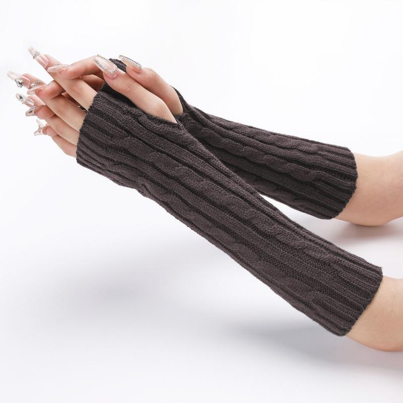 Botvotee Sleeves for Women Y2k Accessories Arm Warmers Free Shipping Fingerless Gloves Winter Knit Cute Red Fashion Oversleeve