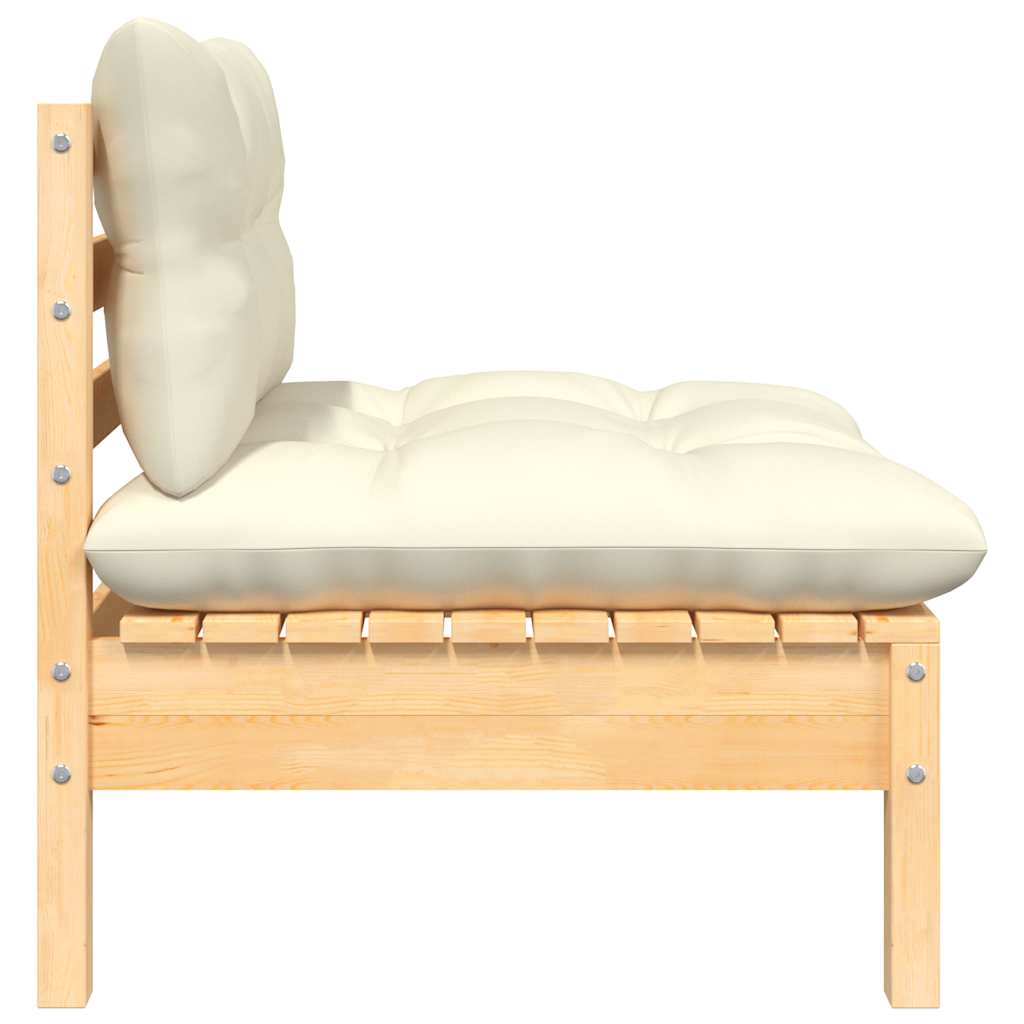 Vidaxl 3-Cz. Set da Giardino, Cuscini Crema, Pino