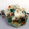 Persian Cat and Plant pattern, automatic folding umbrella, portable and foldable design, 8 ribs, a Christmas or birthday gift.