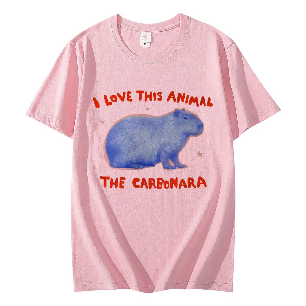 Ich liebe dieses Tier Das Carbonara Lustige Capybara Meme T-Shirt Mode Y2k Übergroße T-Shirts Unisex Sommer Lässig Baumwoll-T-Shirts