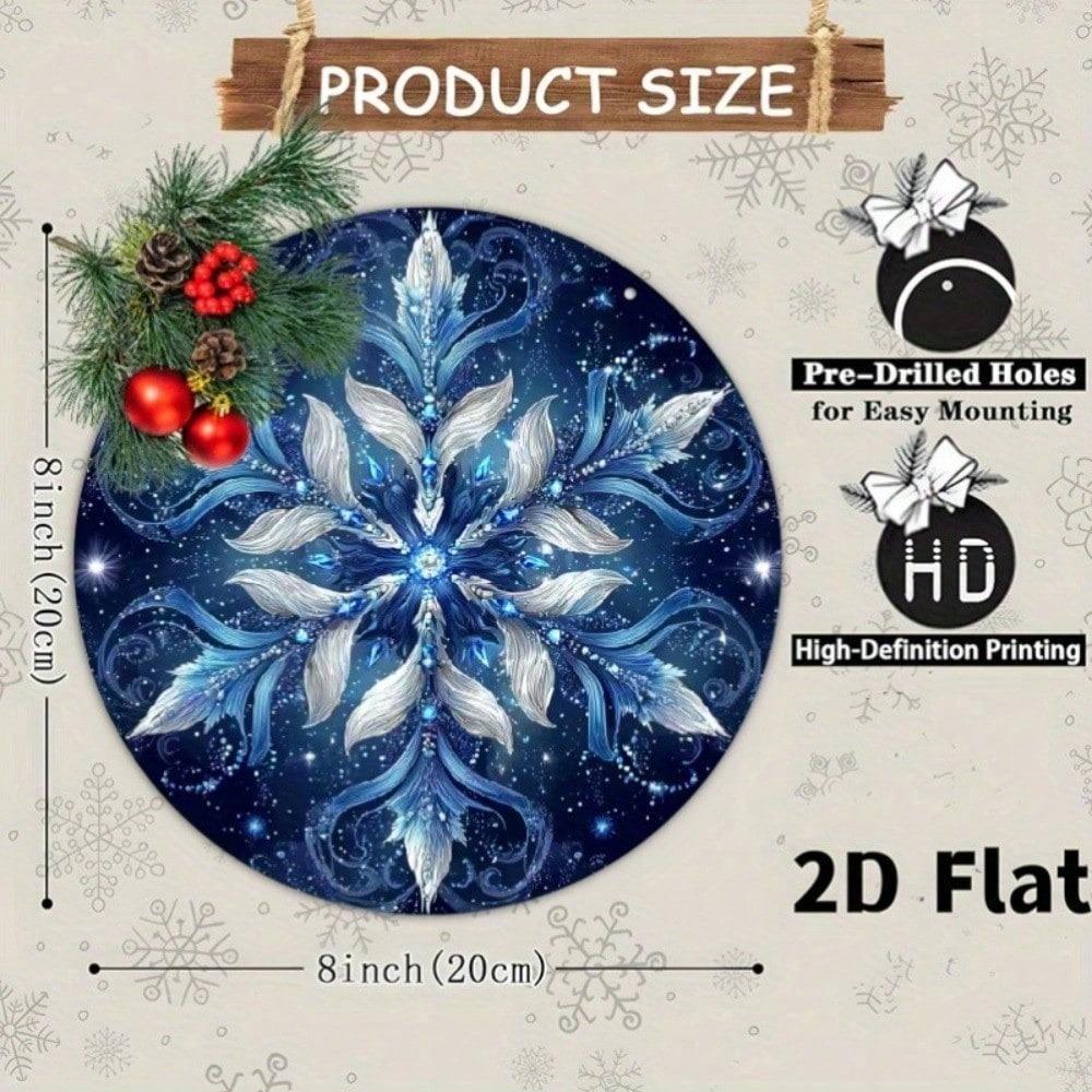 Vintage Blue Snowflake Metal Wall Sign 8x10 Inch Retro Winter Home Decor Indoor Outdoor