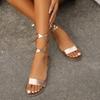 Avrupa ve Amerikan Tarzı Sandaletler 2024 Yaz Yeni Düz Renk Düz Taban Kaymaz Bant Tasarımı Sandaletler Zapatos De Mujer