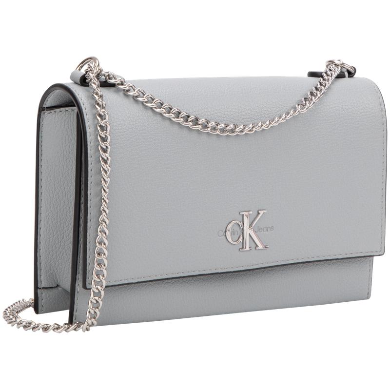 Calvin Klein Minimalist Metal Buckle Chain Flap Crossbody Bag Women Shoulder Bag Gray Blue DH2806-PC6
