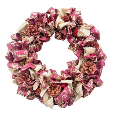 Ribbon Wreath Not Too Sweet Red Christmas Present Gift Ornament Artificial Flower Interior Diameter 30cm Red Lulu's Wreath Lulu's-1581