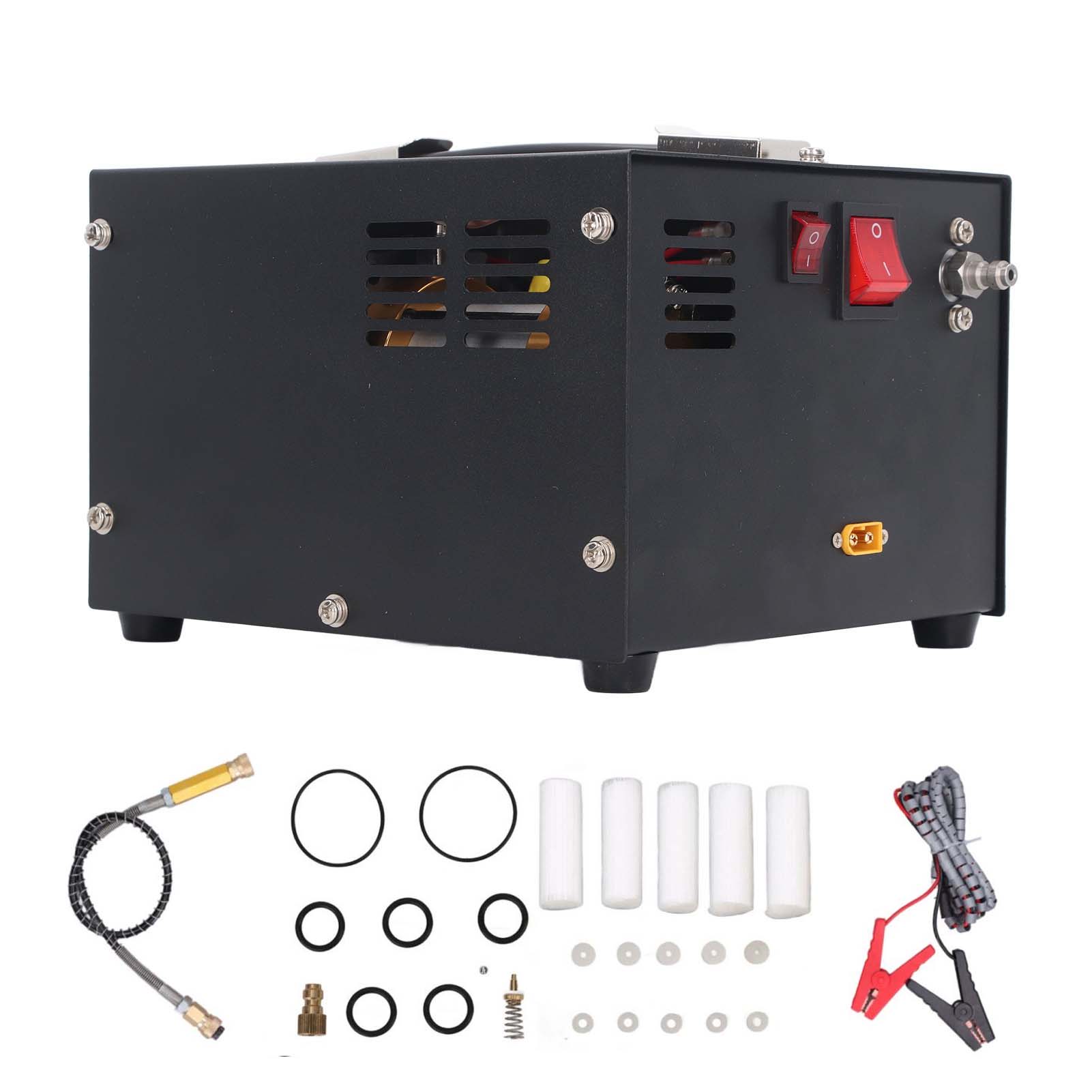 

DC12V PCP Воздушный компрессор 30 МПа Светодиодный дисплей Вентилятор охлаждения PCP Насос для страйкбольного пистолета и пейнтбола