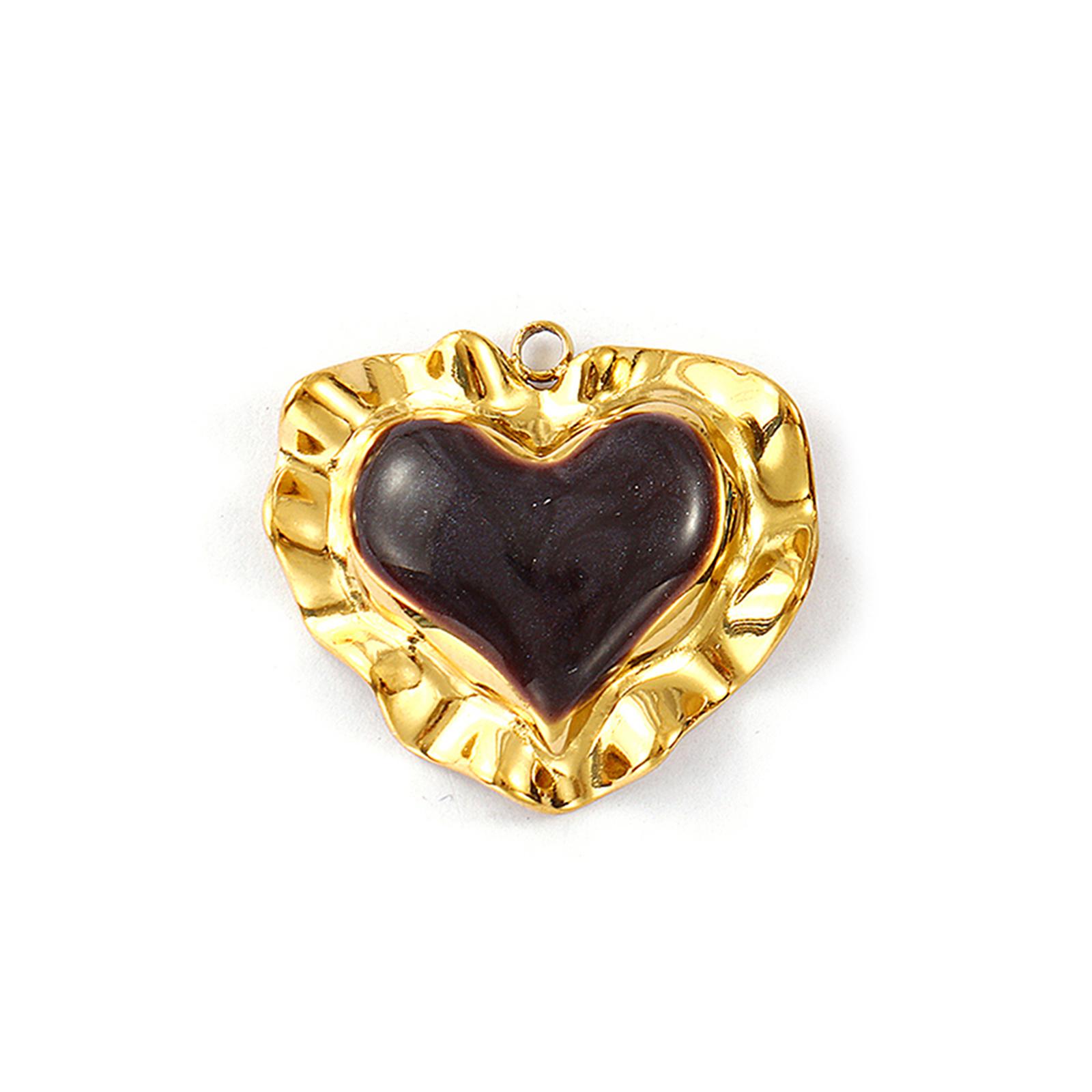 

1 Piece 304 Stainless Steel Autumn Winter Style Charms 18K Gold Plated Enamel Heart Cross Pendant DIY Necklace Keychains Making