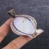 Pink Sea Shell Gemstone Handmade Copper Wire Wrap Jewelry Pendant 2.96" Z8b95