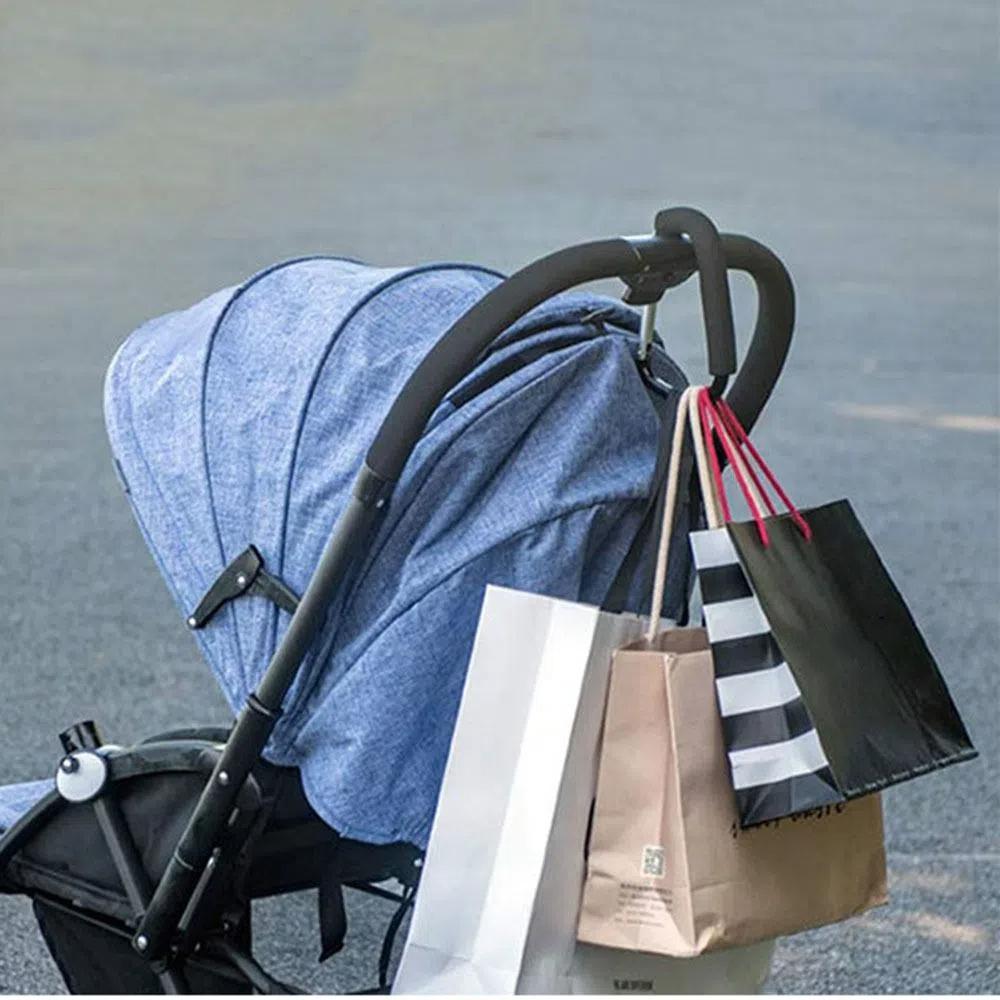 2Pcs D-Ring Baby Stroller Hook Sponge Handle Carriage Hanger Shopping Bag Clip Hooks  for Outdoor