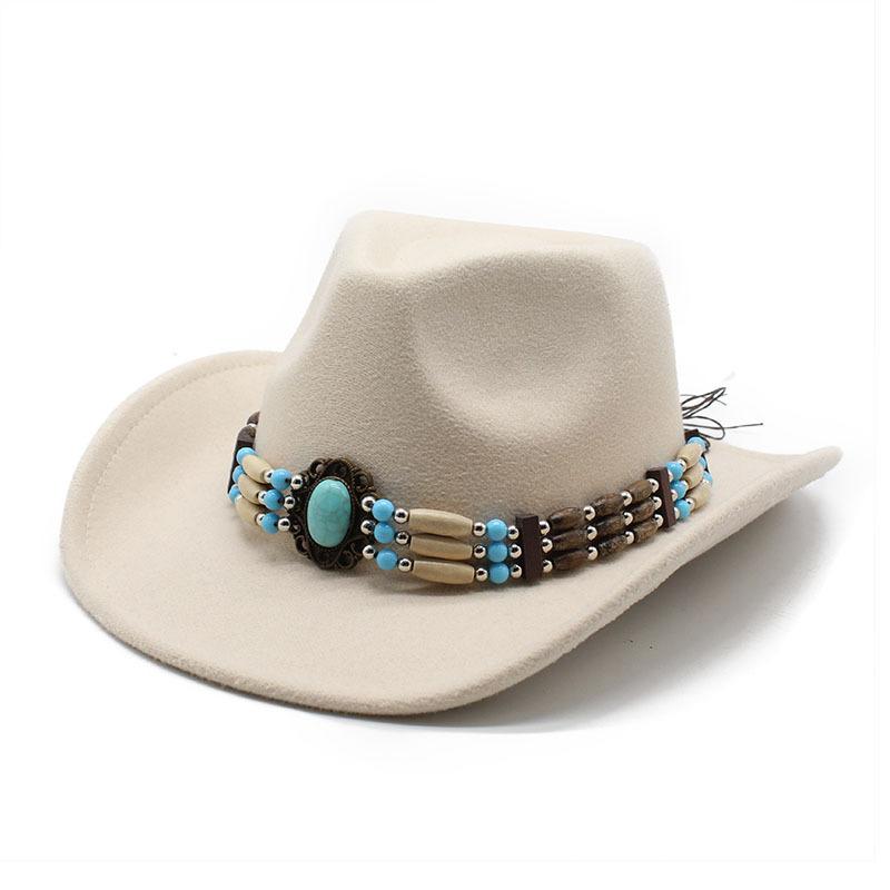 Spring Men'S And Women'S Riding Woolen Felt Hats Western Cowboy Hats British Classic Retro Wide-Brimmed Top Hats