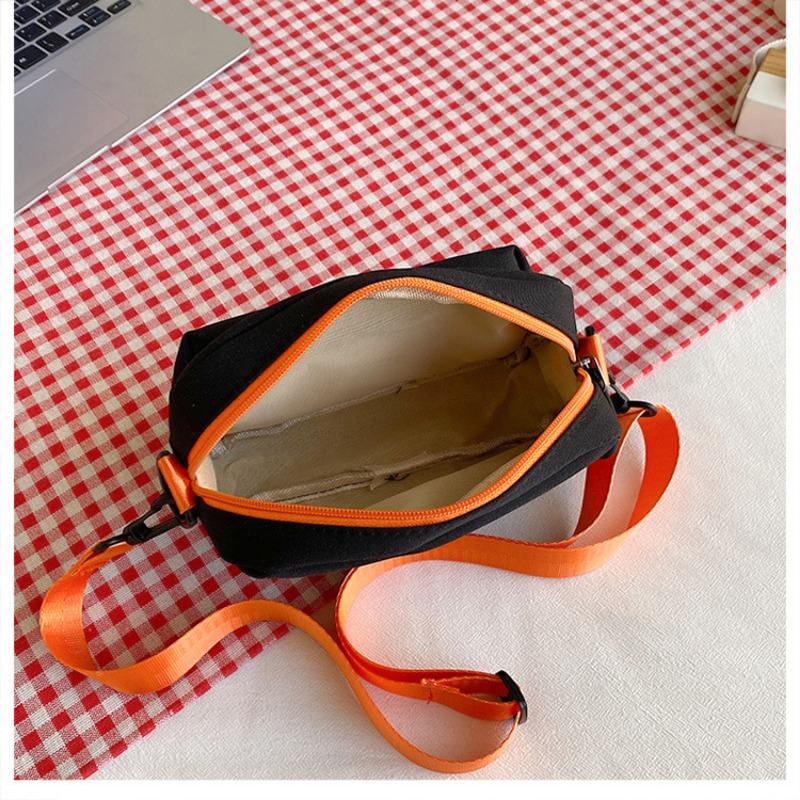 New Nylon Women's Bag Trendy Color Block Mini Square Purse Korean Style Crossbody Shoulder Bag