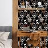 Black Floral Wallpaper Peel and Stick Contact Paper Waterproof Self-Adhesive Vinyl Wrap for Bedroom  Bathroom Cabinets Decor