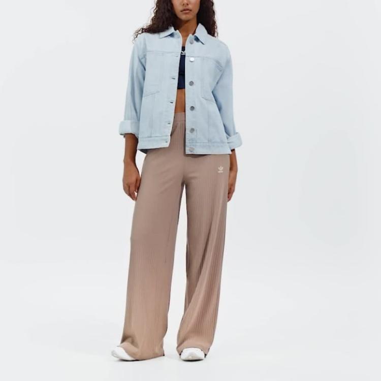 Adidas Originals Solid Color Single-Breasted Loose Long Sleeve Denim Jacket Women Jackets Blue JD4753