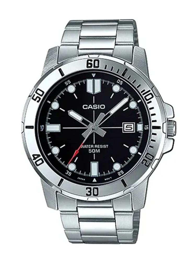 

Casio Полимерный корпус Ремешок из нержавеющей стали Мужские кварцевые часы MTP-VD01D-1E чёрный