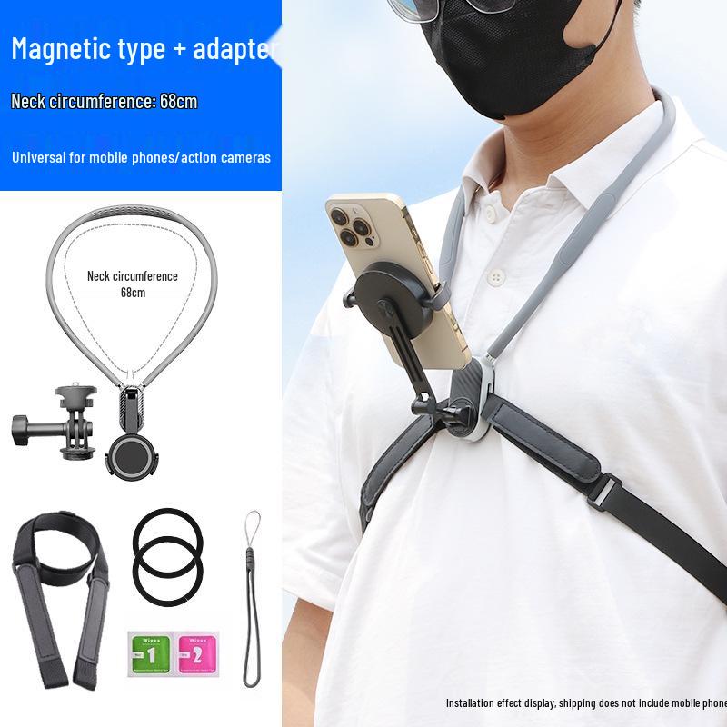 Neck-Mounted Sports Camera and Phone Holder for Cycling