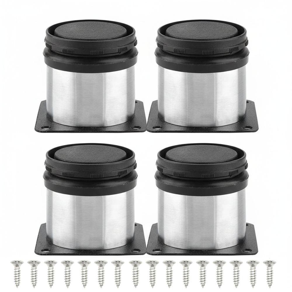 4er-Pack Edelstahlmöbelfüße Verstellbare Runde Schrankfüße mit 16 Schrauben Metall-Nivellierfüße