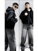 New Style Men's Heather Gray Hooded Sweatshirt with Backpack, Loose Fit, Perfect for Elementary Students.
