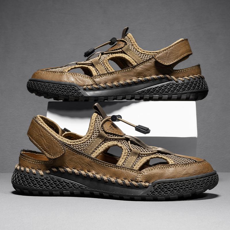 Fashion Hot Summer Men's Sandals Size 46 Outdoor Mesh Sandals Soft Clogs Men Slides Handmade Dropship Sandals Roman Outdoor Slippers