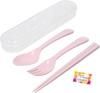 Made In Japan Cutlery Set with Bactekiller Antibacterial Perfect for Outdoor School and Nursing Care [Chopsticks, Spoon, Fork] G&B 3-Piece Agent,