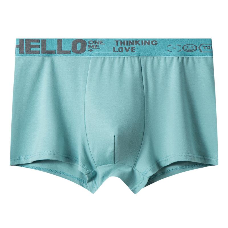 Men's Cotton Underwear Mid Waist Breathable Solid Color Underwear Men's Autumn Underwear