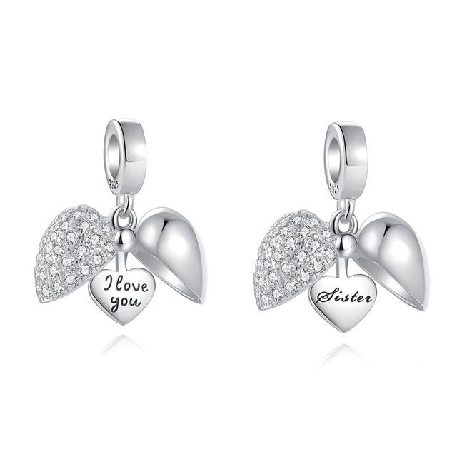 Summer New Open Heart I Love You Nan Dad Diy Bead Fit Original Charms Silver 925 Bracelet Jewelry Women Acessories