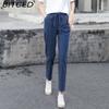 BITCED 9 Color Pure Cotton Nine Point Trousers Spring Summer Slim Straight Loose Casual Pants Women Solid Color Harem Pants