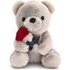 25 cm Teddybär mit Rose, Weiche Plüschbär-Puppe Stofftier Spielzeug Valentinstags-Deko Geschenke für Sie Freundin Liebhaberin Mama