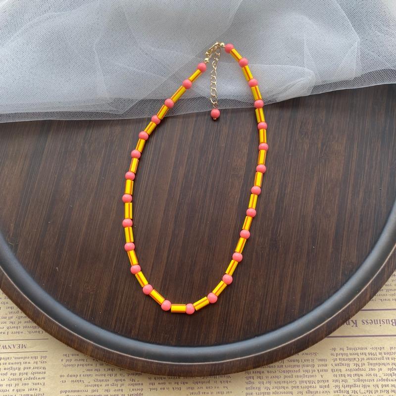 Strawberry Sweet Necklace Korean Handmade Beaded Rice Beads Sweet Cool Wind Clavicle Chain Fashion Jewelry
