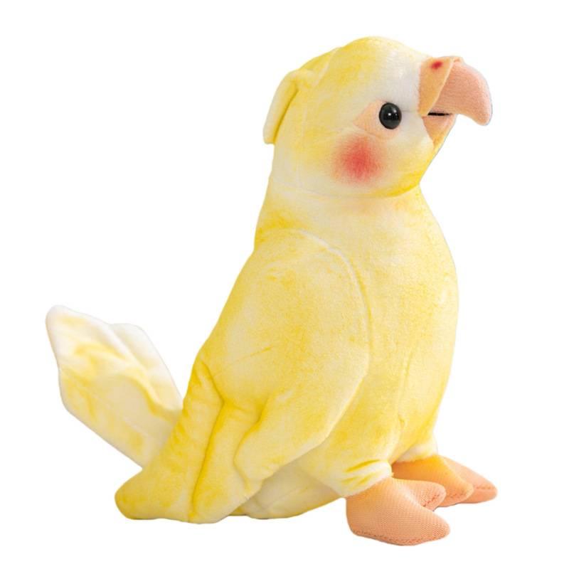 Cute Yellow Cockatiel Plush Toy – Small Bird Figurine Ornament for Parent-Child Birthday Gift