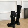 Vintage Women Over The Knee High Boots Fashion Back Zippers Shoes Autumn Winter Thick Heel Women's Long Booties